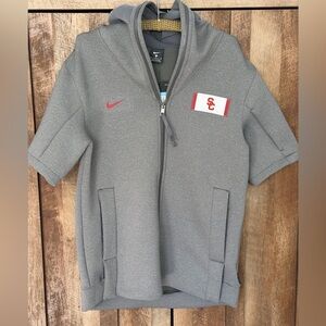 Nike USC Trojans On-field College Short Sleeve Showout Gray Full Zip Hoodie